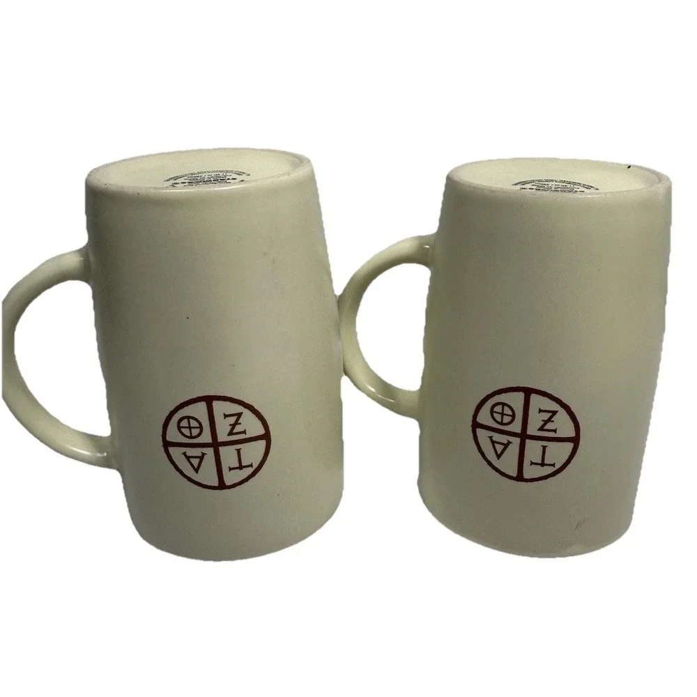 Starbucks‎ Tazo Mug Pair 2012 White Ceramic Coffee Tea Cups 11.8oz EUC